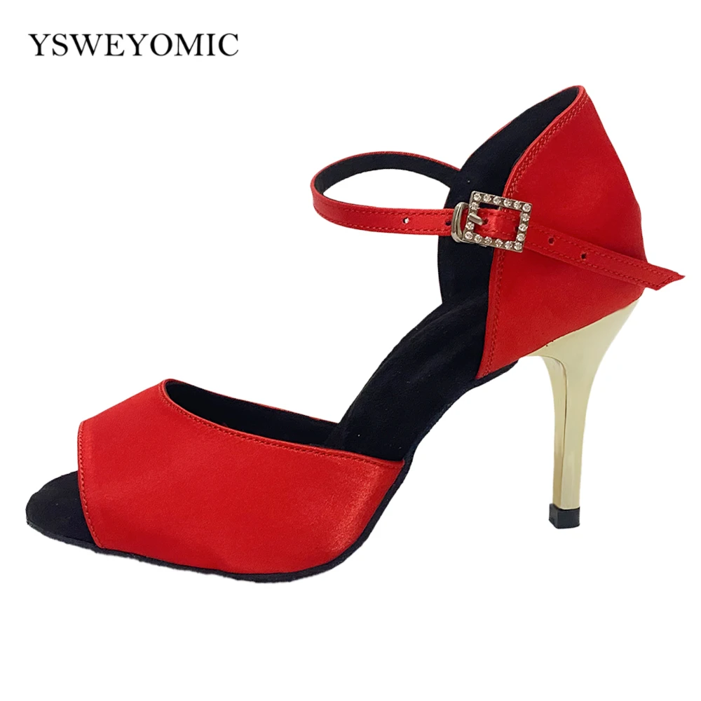 

Red Salsa Latin Dance Shoes Gold 3inch 2.75inch Sexy Style Salsa Ballroom Latin Dance Heels For Girls
