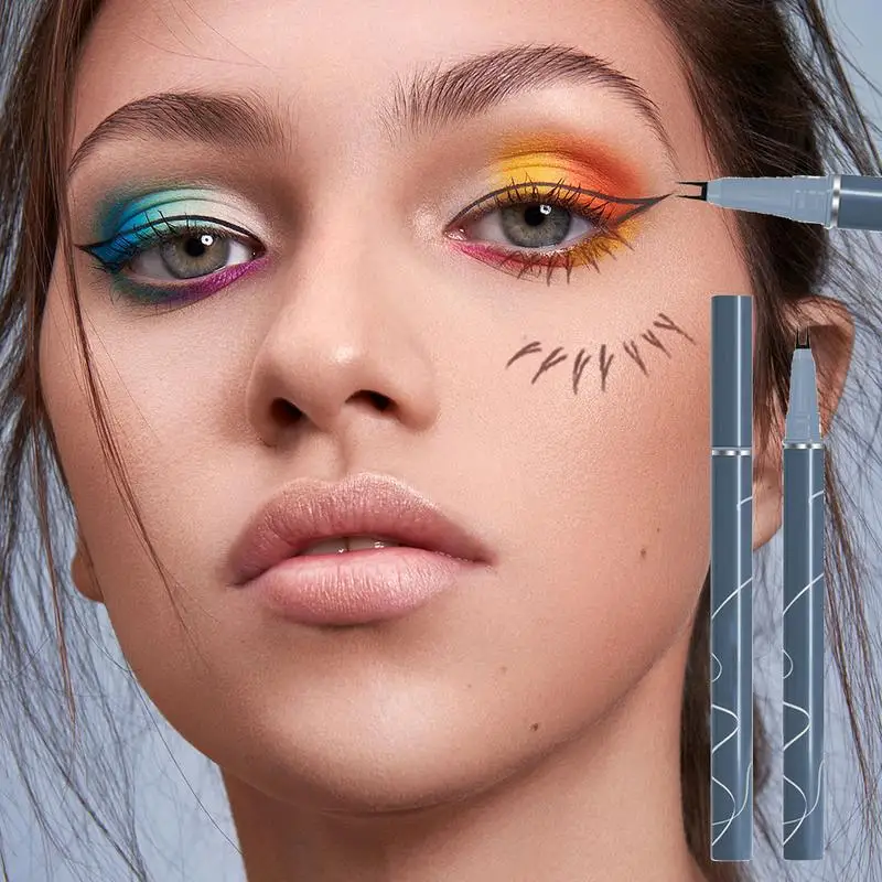 

Liquid Eyeliner Pen Quick-Dry No Blooming Cosmetics Tool Waterproof Two Pronged Brush Liquid Eyeliner Cosmetic Makeup Supplies