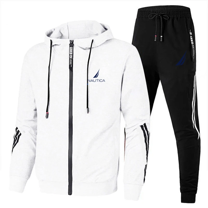 

NAUTICA Spring Autumn Men Tracksuits Sets Zip Hoodie+Jogging Trousers 2 Piece Fitness Running Suits Sportswear Casual Clothing