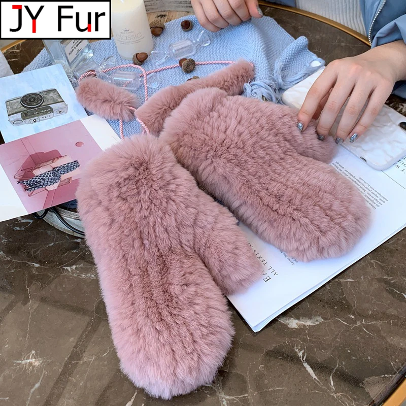 ARISTIDE】 Rubbit Fur Mittens Aristide Fur Lined Zipper Mittens