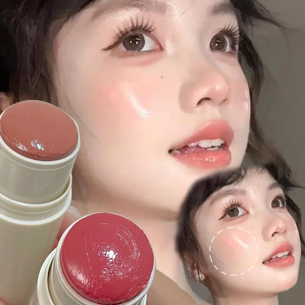 5colors Water-light Blush Stick Korean Moisturizing Gloss Lip Cheek Blusher Stick Matte Waterproof Natural Contour Blush Makeup