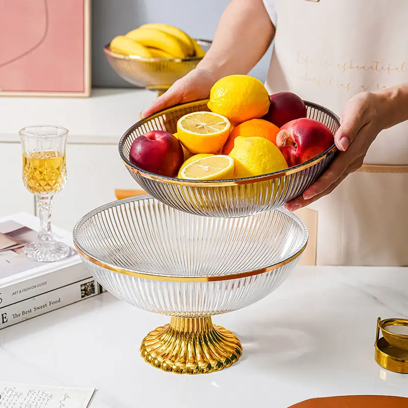 Fruit Bowls Plastic Fruit Tray Living Room Household Simple Modern Snacks  Candy Tray Tall Tray Fruit Bowl Hollow Drain fruit basket (Color : C)
