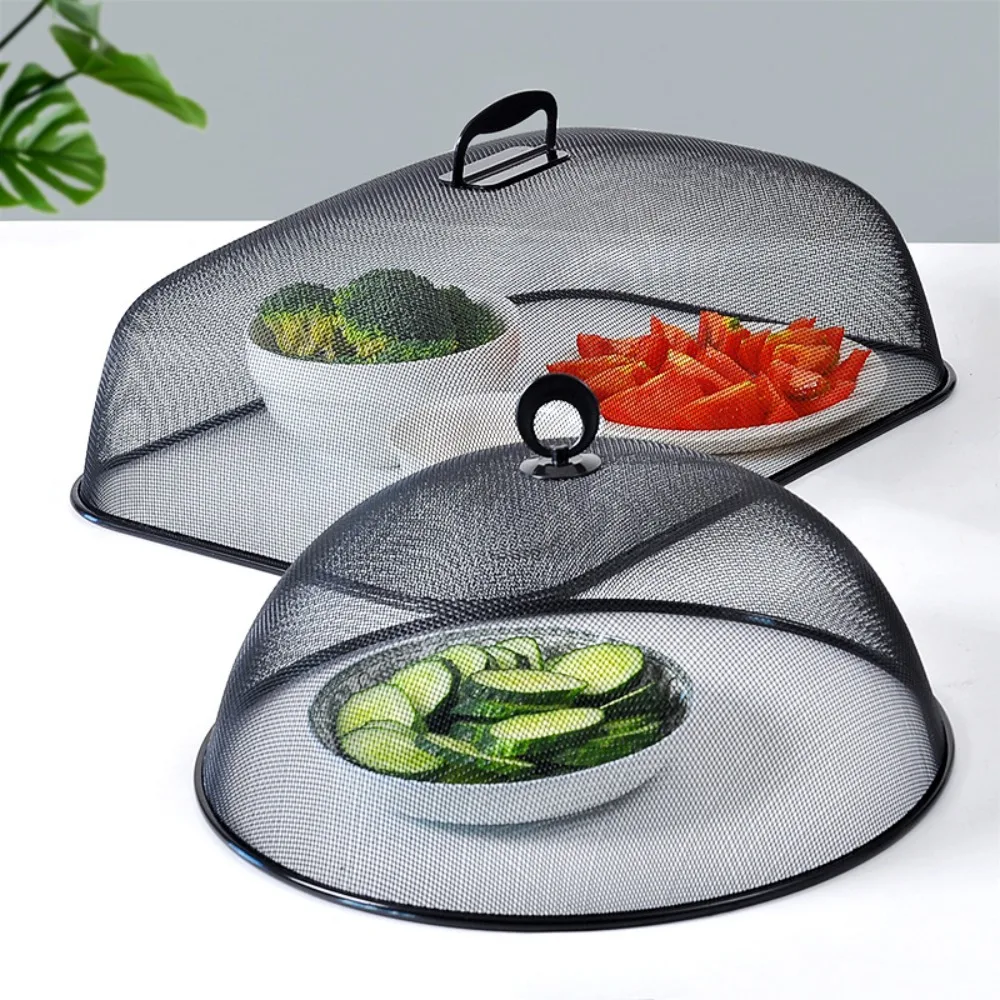 Dust Cover Protective Food Cover Anti-Flying Mesh Dish Lid Household Round Shape Dessert Storage Tray for Outdoors Parties BBQs