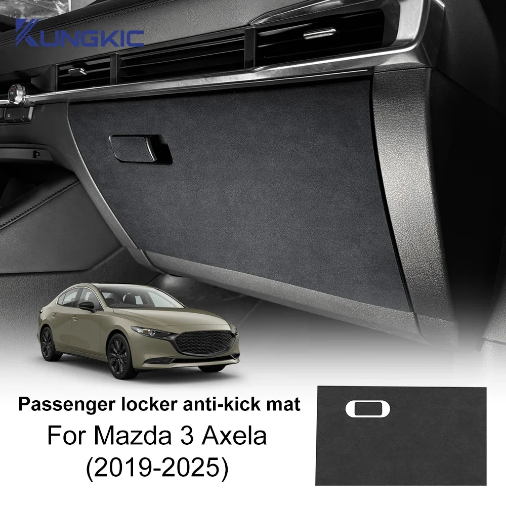 Para Mazda 3 Axela LHD RHD caja de copiloto de coche Anti-patadas gamuza estilo de fibra de carbono pegatina protectora