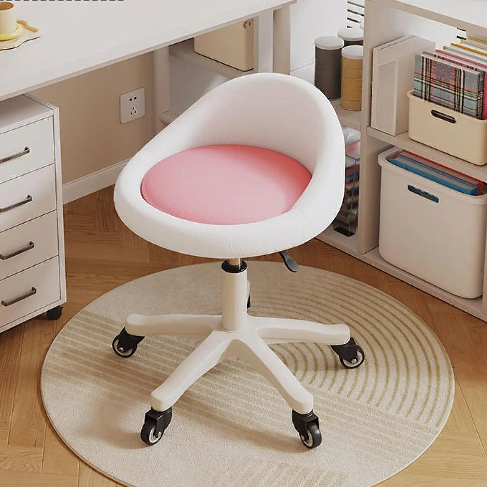 Bar Stool Adjustable with Wheels and Backrest Rolling Stool for Barber Bar Massage Drafting Work Task Salon Spa Swivel Chair