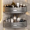 Bathroom Storage Rack Non Perforated Wall Mounted Triangular Corner Storage Rack Aluminum Bathroom Storage Supplies 1