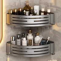Bathroom Storage Rack Non Perforated Wall Mounted Triangular Corner Storage Rack Aluminum Bathroom Storage Supplies 1
