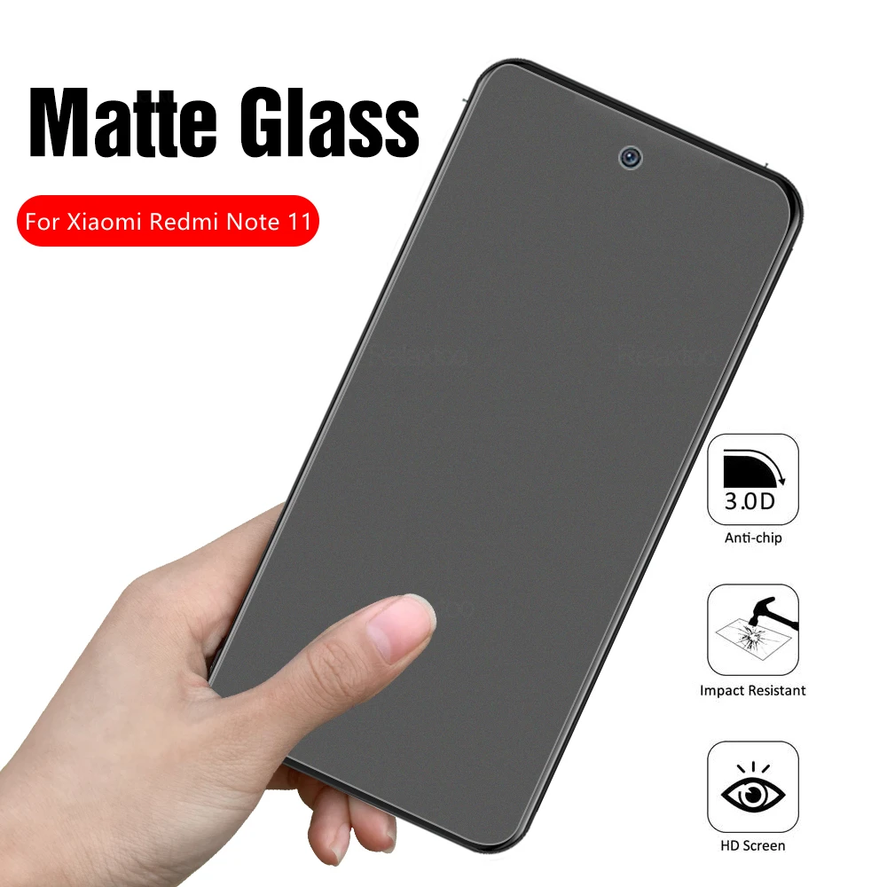 2PCS Matte Tempered Glass Case For Xiaomi Redmi Note 11 Screen