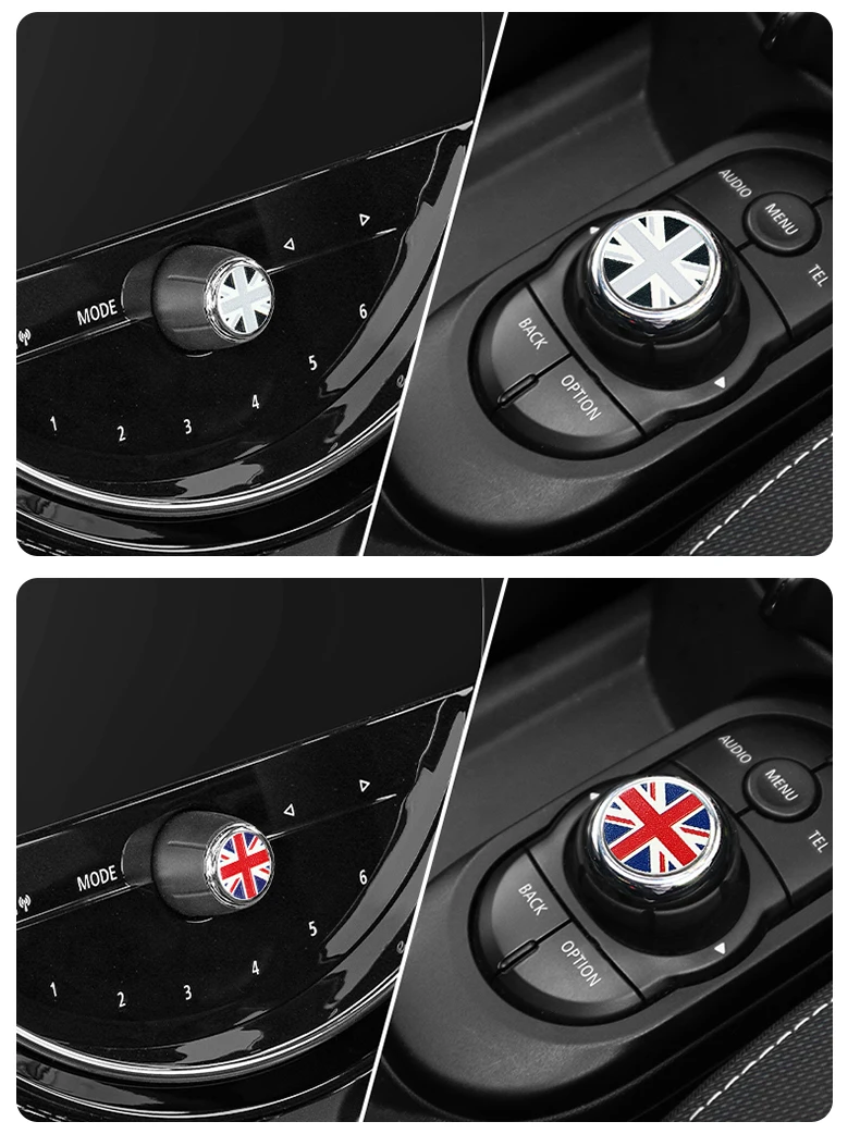 2 Stück Zentraler Lautstärkeregler Multimedia-Knopf Aufkleber für Mini Cooper F56 F60 F54 F55 F57 Countryman Auto-Innenausstattung – Detail 10