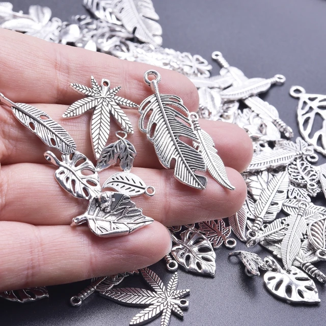 Wholesale Silver Color Different Tree Leaf Bulk Charms For Jewelry Making  Supplies Handmade Necklace Earrings Bracelets Pendants - AliExpress