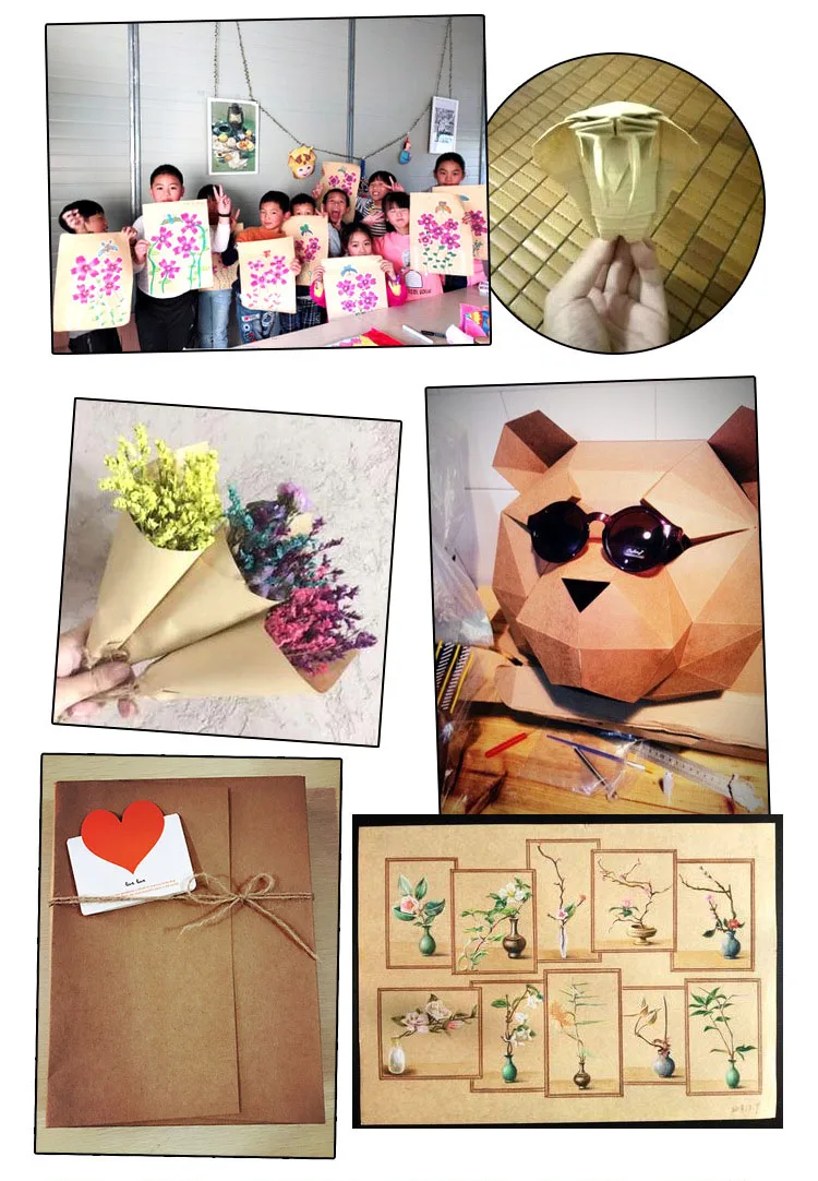 Kraft Brown Paper Craft 50pcs/Lot A5 A4 Thick Board Cardboard Card DIY Card Making Paper 80g 120g 150g 200g 250g