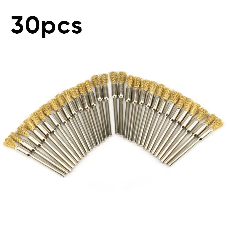 Wire Brush 30Pcs 5mm Brass Rotary Wire Wheel Pencil Polising Brushes Steel Wire Wheel Brushes For Power Drill Tool Durable wire brush,wire brush set,wire cleaning brush,electric wire brush,electric drill brush,drill brush,power scrubber drill brush