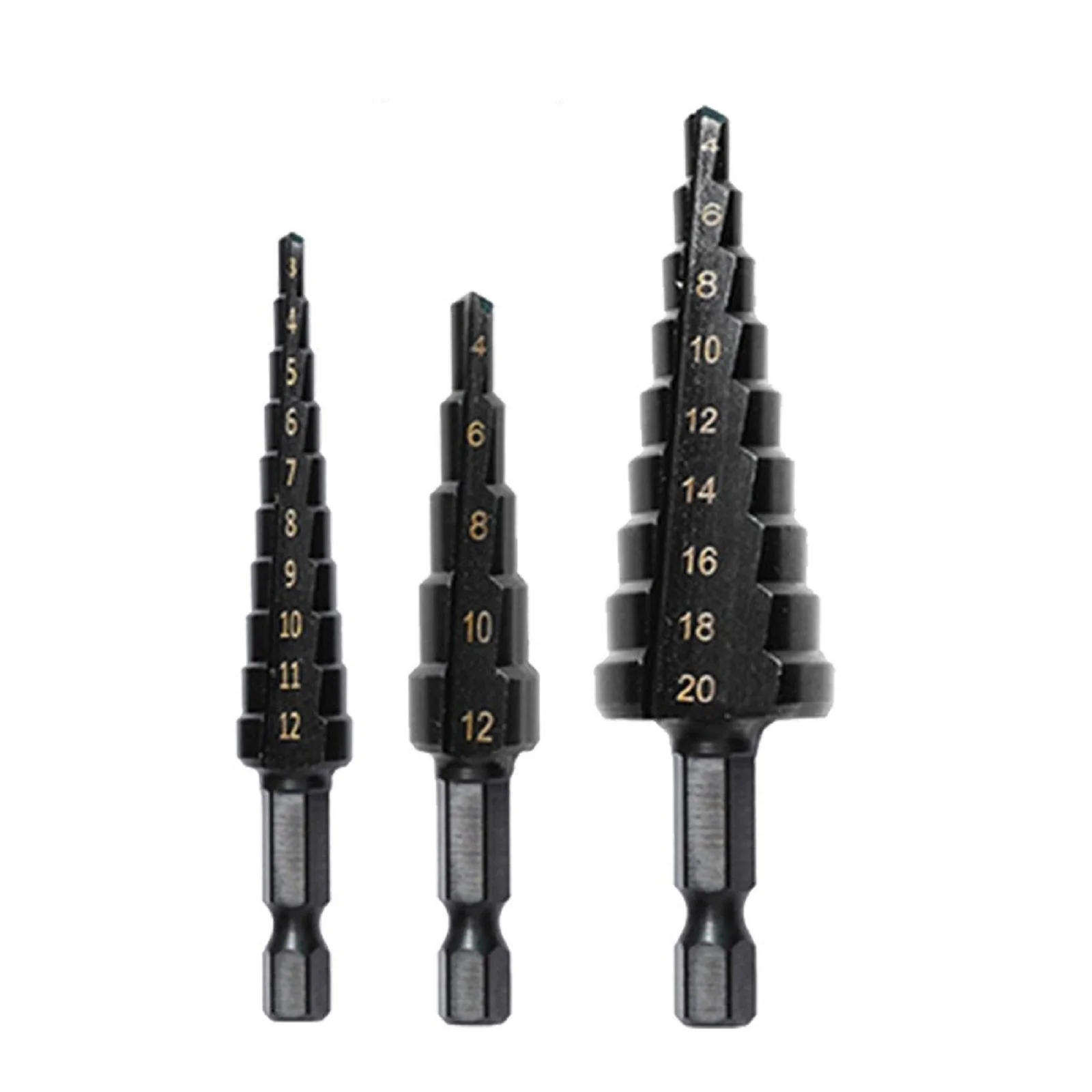 

Durable Clearly Labeled Drill Bits Tool HSS Hole Cutter Set Metal Metal Wood Plastic Straight Groove Step Drill