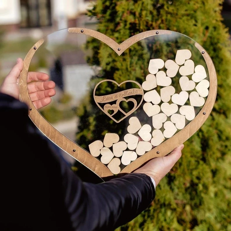 Wedding Guest Book Wedding Guestbook Drop Box Guestbook Hearts Guest Book Alternative Transparent Wed