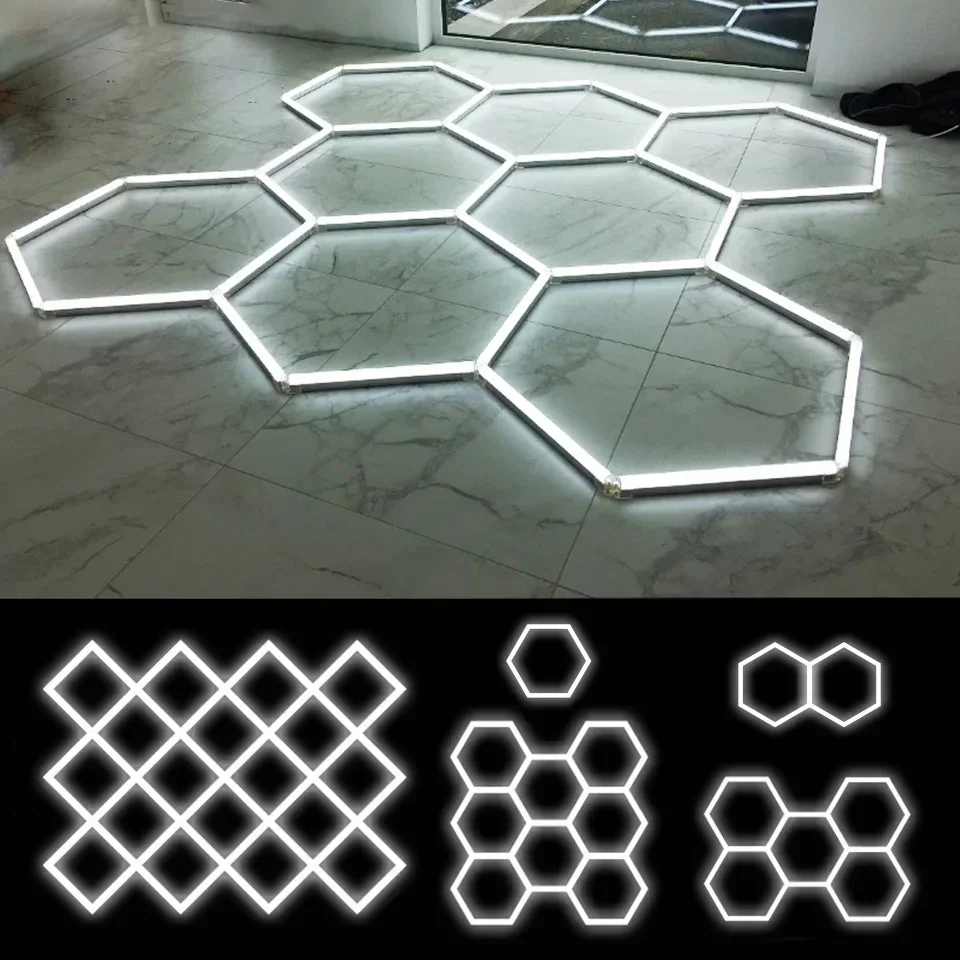 Garage Light Hexagon Light Lamp 440mm Led Tube Honeycomb AC85-265V Led Tube Lighting For Garge Office Workshop Studio Customized