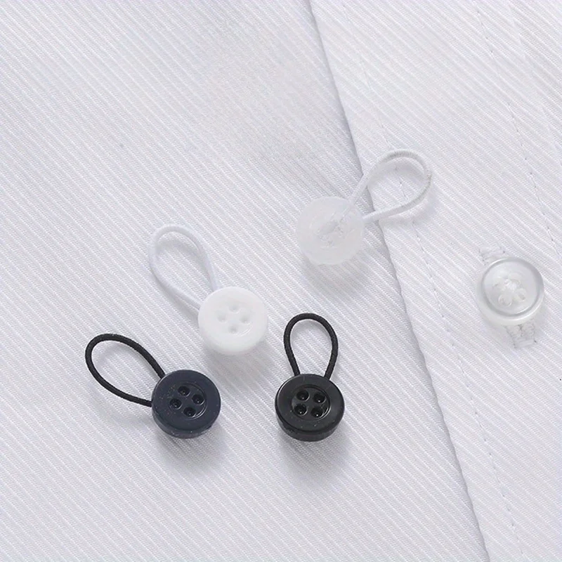 4개입 탈부착 가능한 커프스 네크라인 리트랙터블 버튼, 부드러운 신축성 네크라인 커프스 익스텐더, 무봉제 조절 가능한 리트랙터블 버튼
