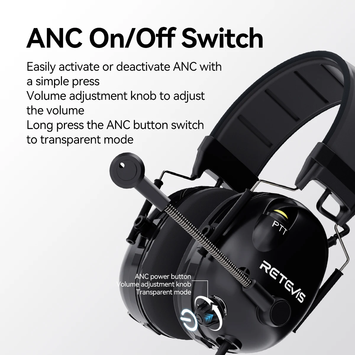EHK015 EHK016 ANC Headphones 2Pin Active Noise Cancelling Walkie Talkie Headset