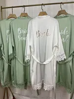 AlterEgo A164 Bride Squad Robes Satin Silk Bride Dressing Gown Maid of Honor Kimono Wedding Party Bridesmaid Gift Honeymoon Robe - Image 2