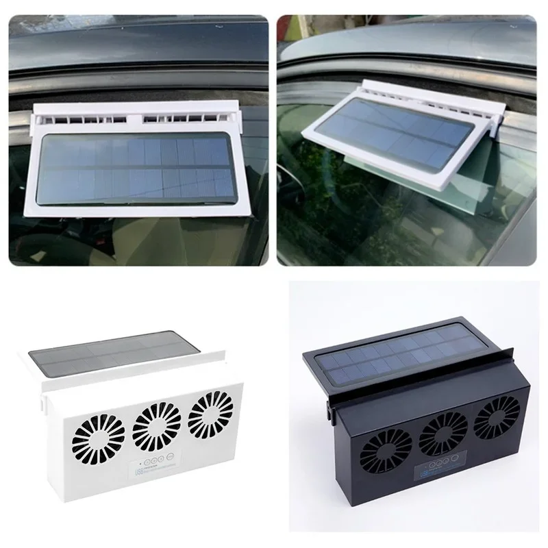 Upgrade USB Charging Solar Powered Fan Car Cooler Front/Rear Window Radiator Exhaust Fan Auto Air Vent Ventilation Radiator