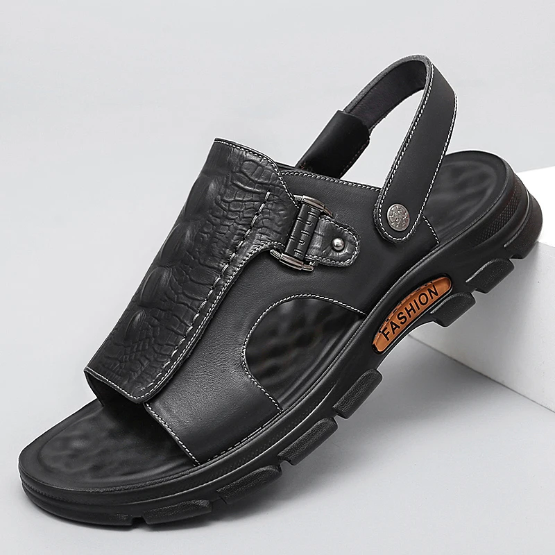 

High Quality Brand Genuine Leather Men's Shoes Summer New Large Men's Sandals Men's Sandals Fashion Sandals Large 38-44 Slippers