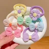 6Pcs/Set Children's Headbands Flower Hair Ring Sweet and Cute Ponytail Hair Ring Little Girl Braided Towel Ring Hair Accessories 4