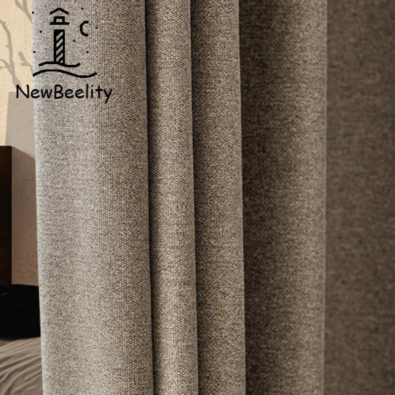 

New Double-sided Woven Mink Velvet Japanese-style Wabi-sabi Curtain Fabric Curtains for Living Dining Room Bedroom