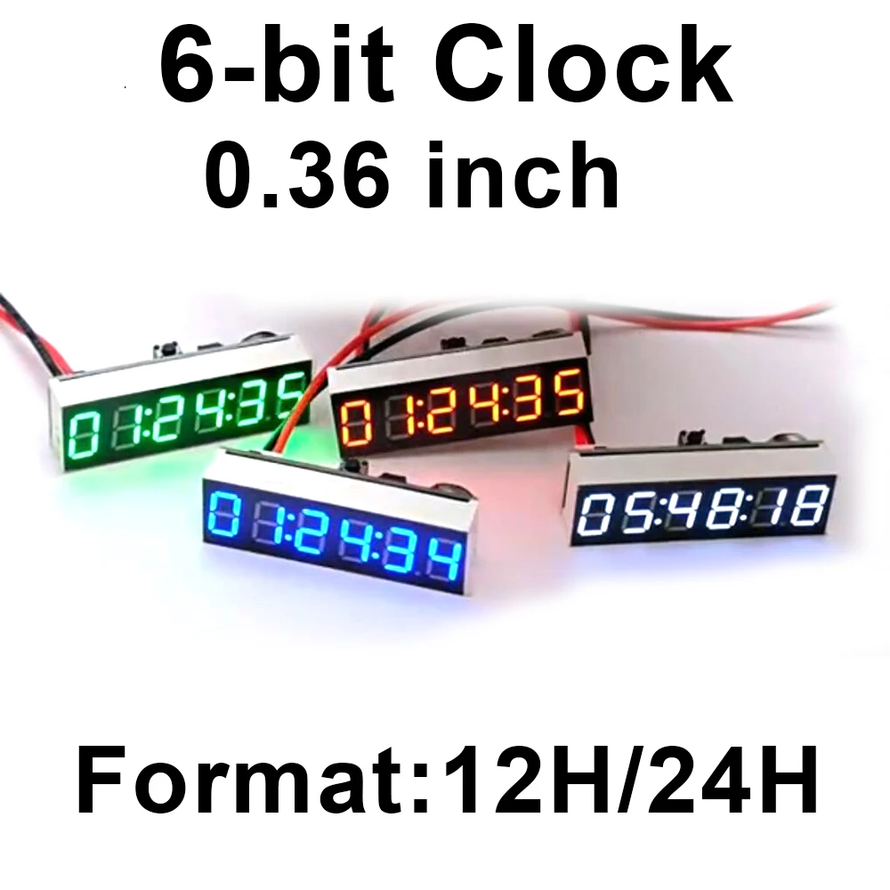 Compact LED Digital Clock with 6-Digit Display and Power-Off Memory
