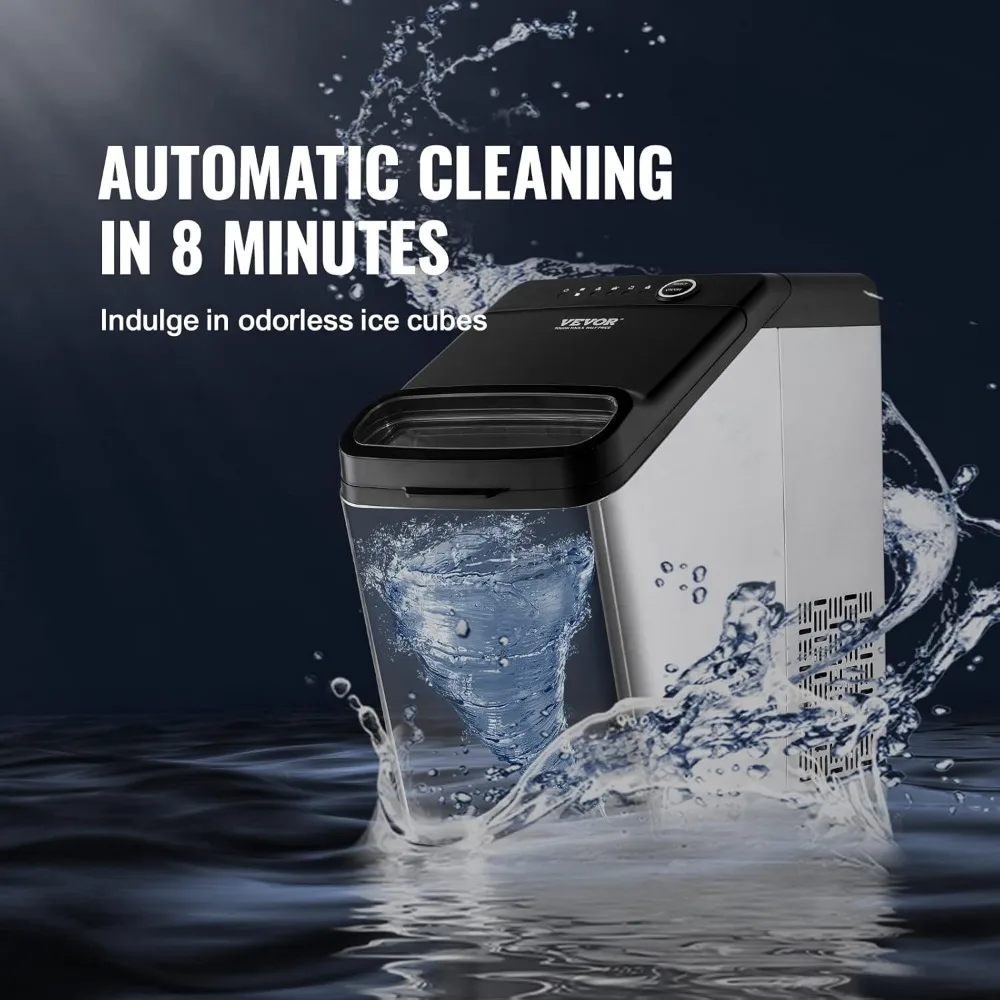 Ice Maker Countertop, 33lbs in 24 Hours, Manual & Auto Refill Self Cleaning Countertop Ice Maker