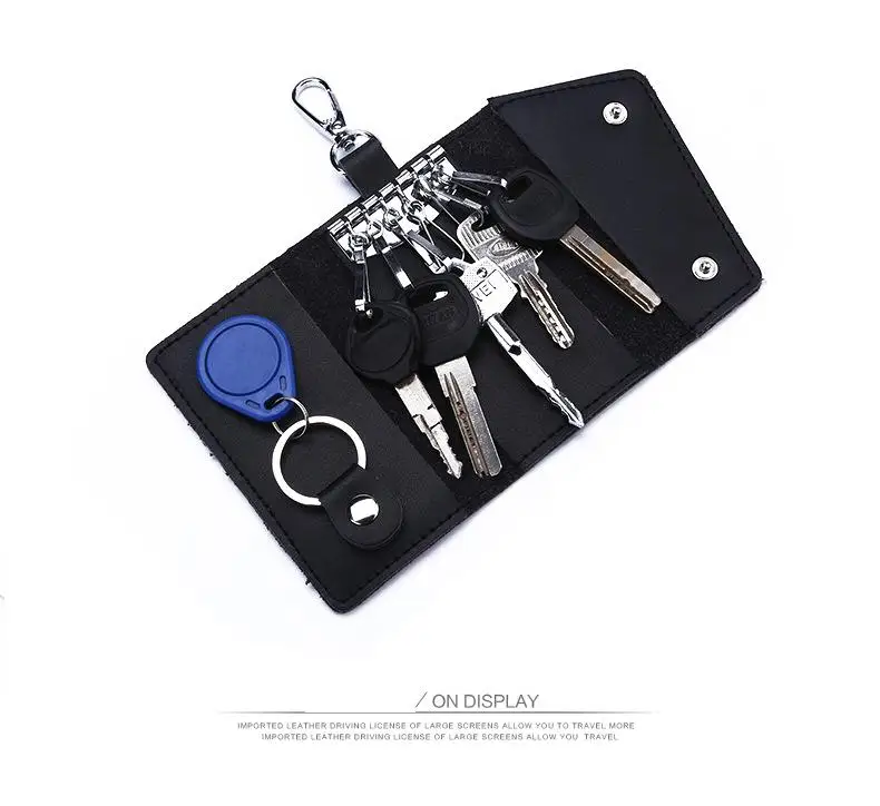 Genuine Leather Keychain Men Women Key Holder Organizer Pouch Cow Split Car Key Wallet Housekeeper Key Case Mini Card Bag A-001