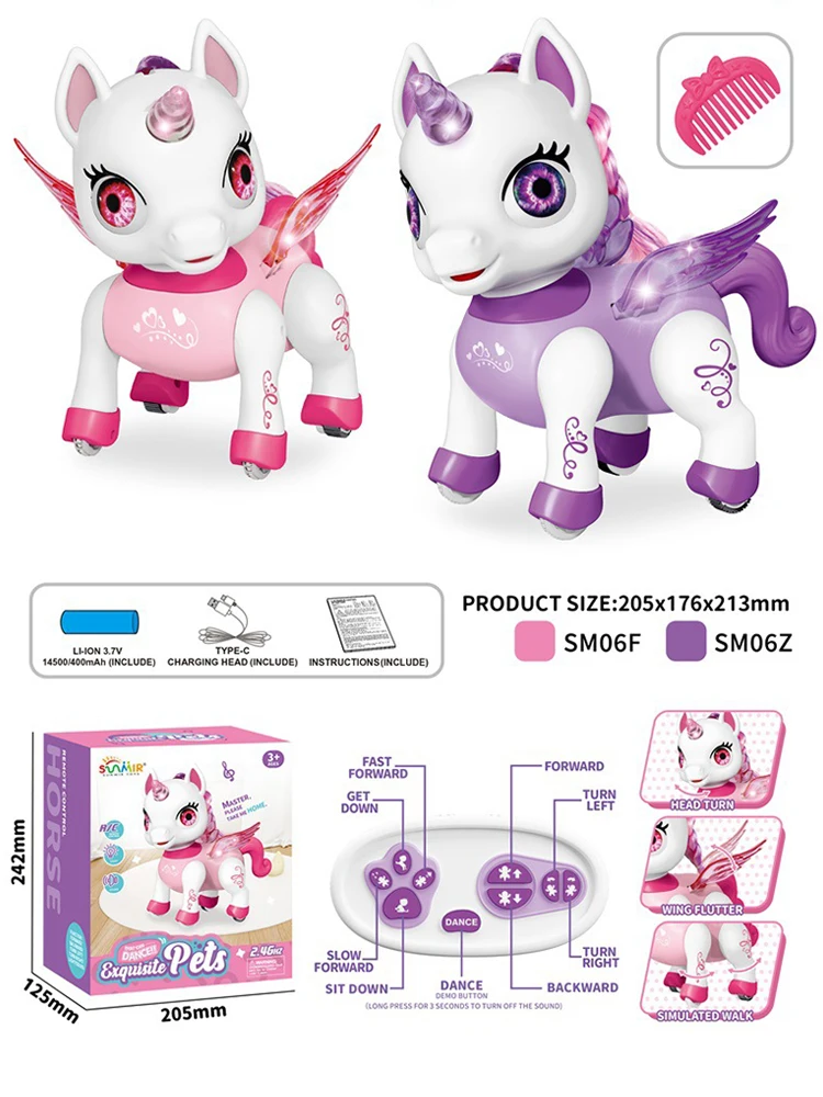 RC Unicorn Smart Animal Dancing Robot Toys Kitty Cute Animal Intelligent Induction Electric Model Pet Educational Toys for child