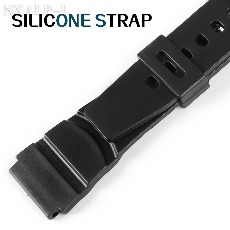 Silicone Sports Watch Strap - Black Rubber Band