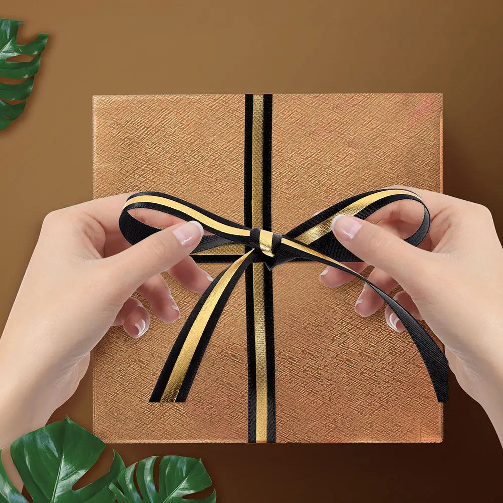 블랙 골든 졸업 리본 롤 DIY 공예품, 선물 상자 포장, 파티 장식 리본으로 ..