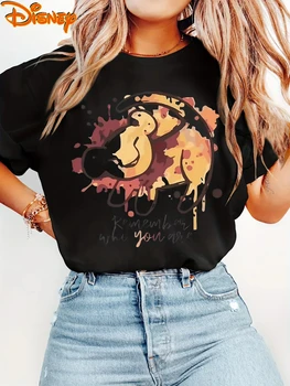 2026 Disney Casual Simba Lion King Watercolor T-shirt Ohana Women's Cotton Girl T-shirt 1