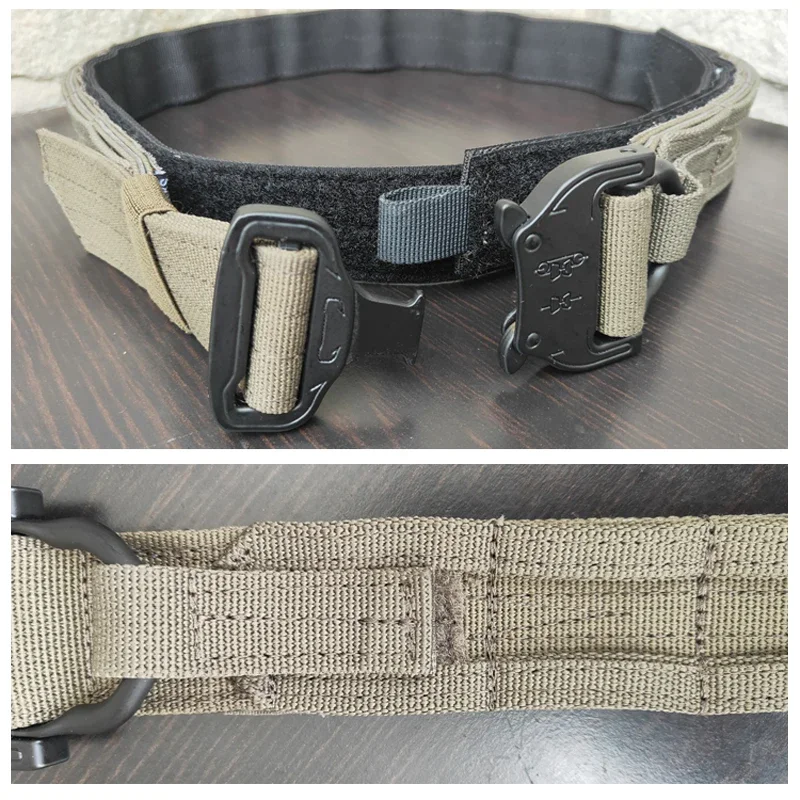 

Tactical Belt Airsoft Combat Molle Battle Belts Men Camo Quick Release Metal Buckle Double Layer 1.5 Inch Waist Belt Gear