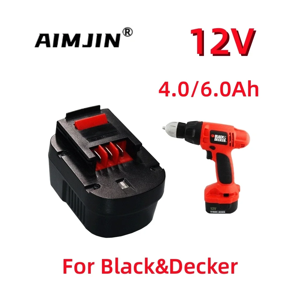 12V 4.0/6.0Ah Per Black & Decker A12 A12Ex Fsb12 Fs120B A1712 Hp12K Hp12 Pacco Batteria Sostituito Da Ni-Mh Battery Pack