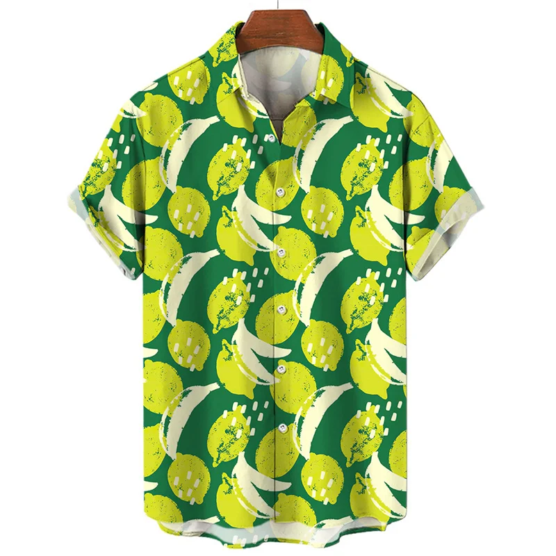 

New Fashion 2D Fruits Lemon Orange Papaya Printing Shirts For Men Kid Cool Streetwear Short Shirts Summer Hawaiian Clothing Tops