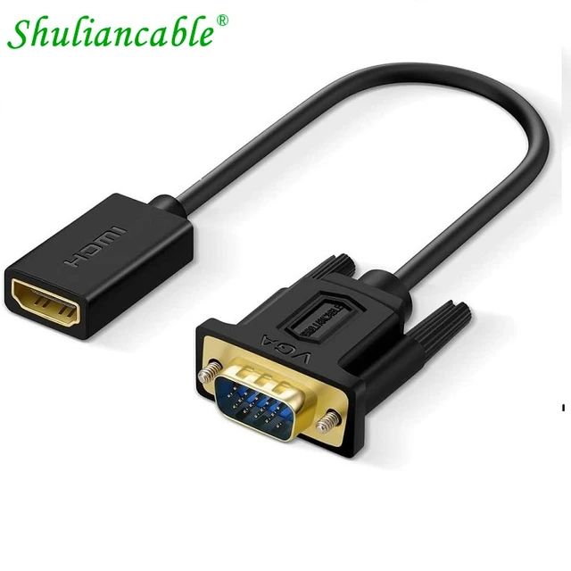 Adaptador VGA a HDMI, 1080P VGA a HDMI (hombre a hembra) para computadora,  computadora de escritorio, laptop, PC, monitor, proyector, HDTV con cable