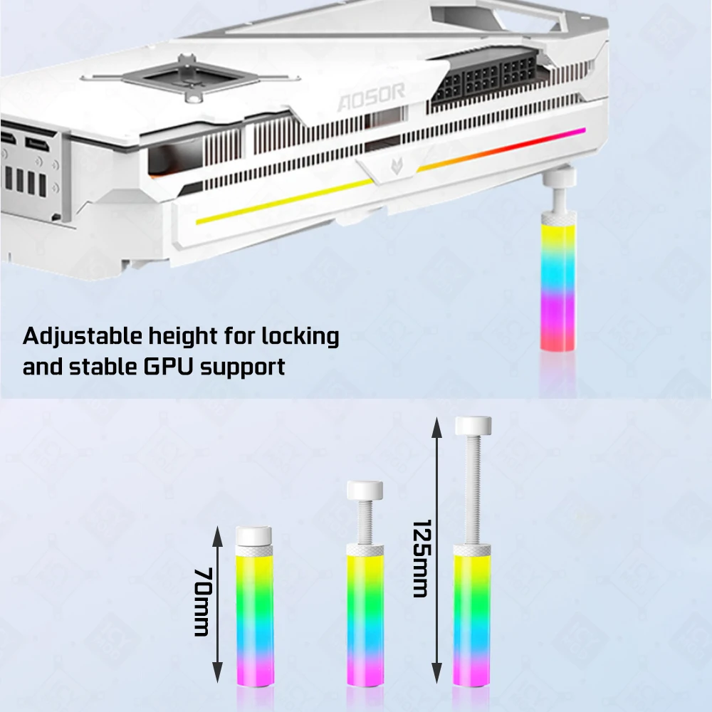 COOLMOON Spiral Rod VGA Bracket 5V3PIN ARGB Light Synchronization Support Height 70mm-125mm Mini Vertical Bracket MOD GR125