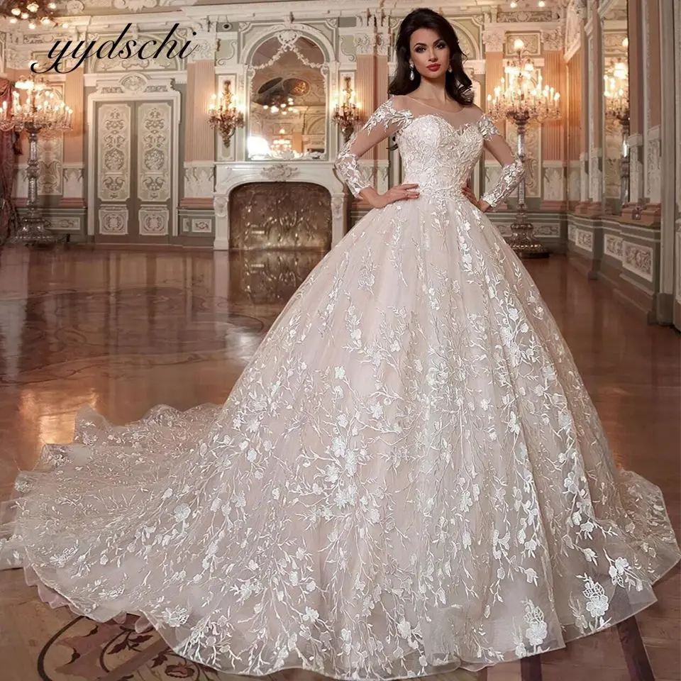 

Exquisite Wedding Dresses For Women 2022 Bride Tulle Appliques Scoop Neck Bridal Gown Elegant Princess Wedding Party For Women