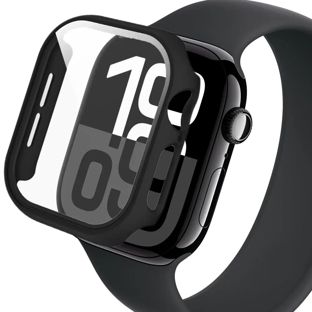 Enhanced Tempered Glass Apple Watch Screen Protector Case - Matte Hard PC Bumper Cover