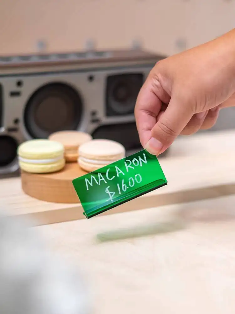 Wiederbeschreibbare Tafel- und Acryl-Preisschilder aus Metall – löschbare handgeschriebene Etiketten für Supermärkte, Bäckereien und Einzelhandelsgeschäfte – Detail 4