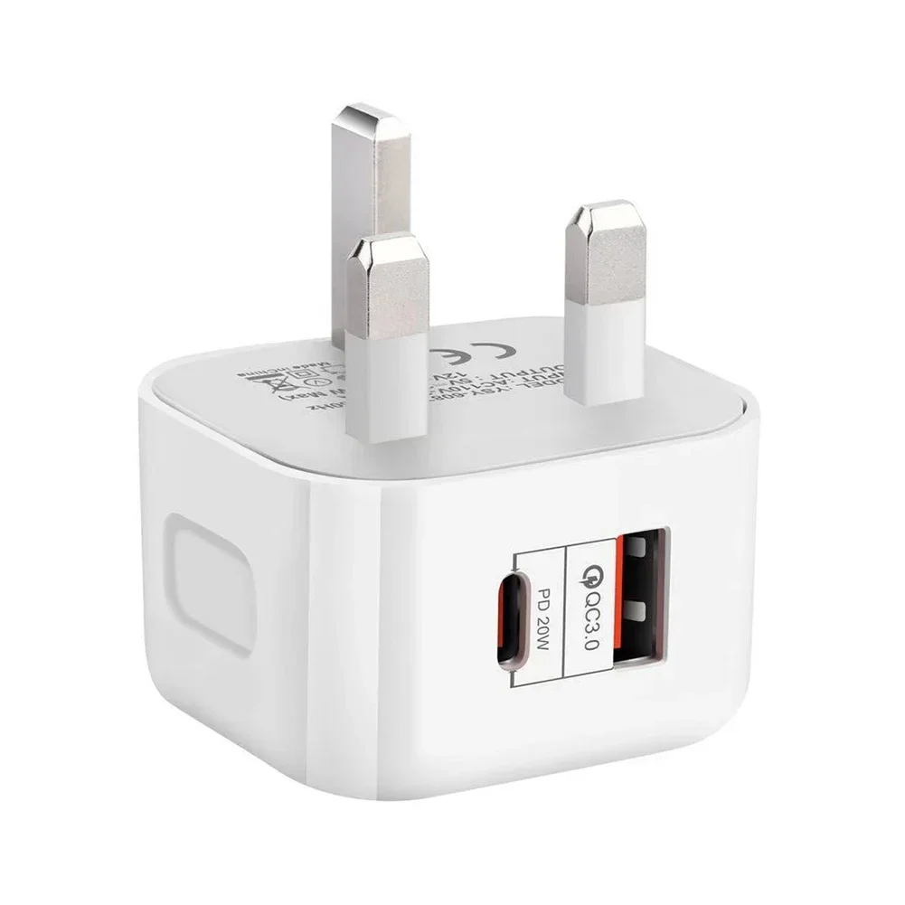 Dual-Port 20W Quick Charger with QC3.0 and USB-C Fast Charging