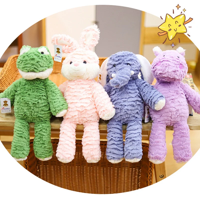 

New Cute Wave Pattern Long Legged Rabbit Plush Toy Doll Baby Soothing Small Elephant Bear Doll Children's Cartoon Frog Doll Toys