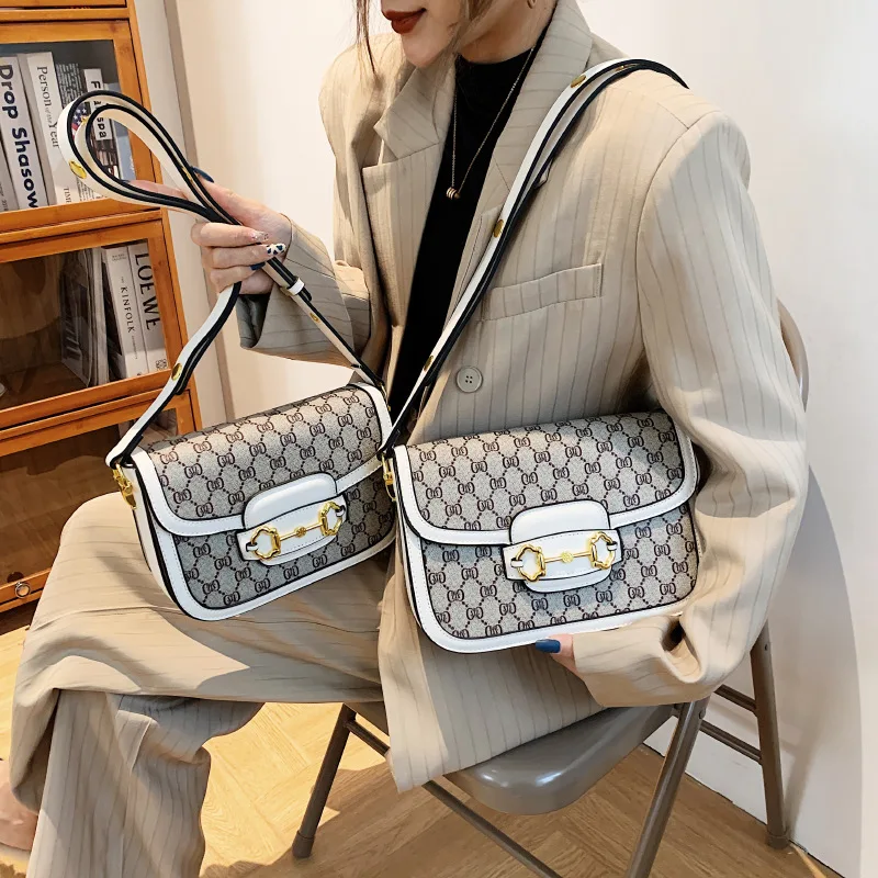 Women's Luxury Handbag 2023 New Fashion Retro Print Small Square