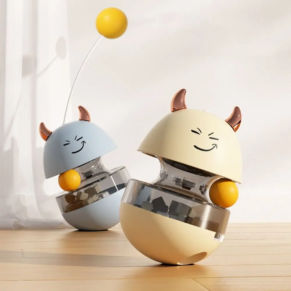 

ABS/PP Pet Tumbler Toys with Teaser Stick Rabbit/Calf Shape Cartoon Cat Tumbler Slow Eating Ball 360 Degree Swing
