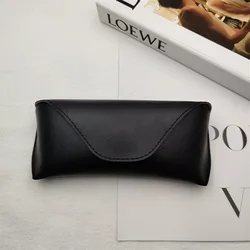 Black Leather Hard Shell Sunglasses Case - Stylish & Practical Magnetic Clamshell Design (Black Leather)