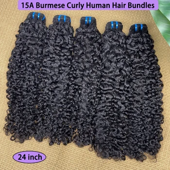 18A Burmese Curly Hair Bundles Natural Color #1B Double Weft Vietnamese 100% Raw Virgin Human Hair Bouncy Curly Weave Extensions 1