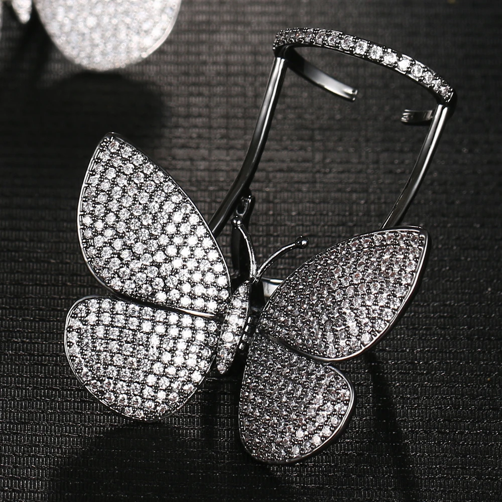 

Fashion Beautiful Fly Butterfly Shape Cubic Zirconia Adjustable Size Women Rings Anillos Micro CZ Stone Pave Finger Ring R-185