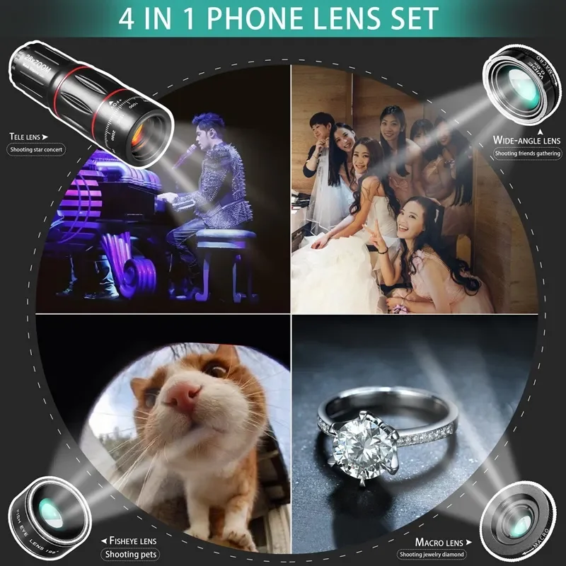 Phone Lens Telephoto Lens 28X HD Camera Phone Lens Telescope Zoom Macro For Iphone Samsung Smartphone Fish Eye