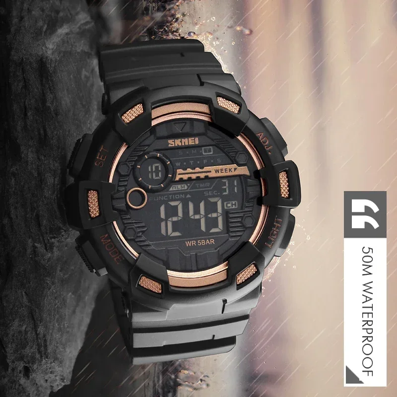 Skmei Men Multifunction 5Bar Waterproof PU Strap LED Display Watches Chrono Digital Watch Reloj Hombre Outdoor Sport Watch 1243 5